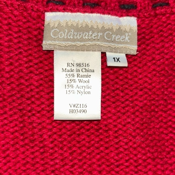 Coldwater Creek Red Moose Snow Christmas Holiday Vest Wool Women’s 1X Winter - Picture 9 of 11